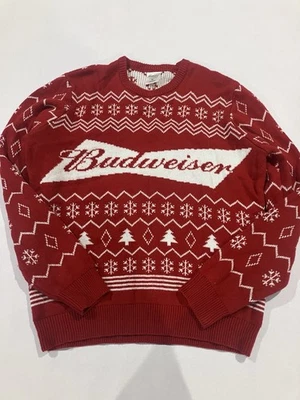 Suéter Budweiser Cerveza Feo Navidad Rojo Para Hombre Mediano Vacaciones Anheuser-Bush XL Foto 1 de 4