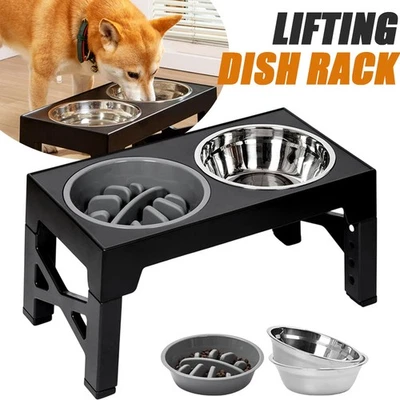 Hundenapf erhöht [höhenverstellbar] 2-in-1FutternapfSet mit Wassernapf&Fressnapf - Bild 1 von 4