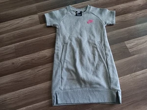 Nike Mädchen Kurzarm meliert grau knielang rosa Logo Größe 5-6 Jahre Kleid - Bild 1 von 19