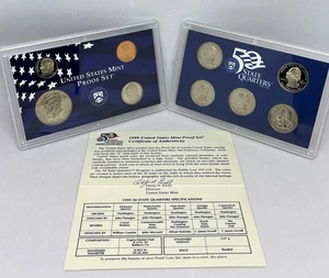 1999 United States Mint 50 State Quarters Proof Set San Francisco 9 Coin OGP - Picture 1 of 11