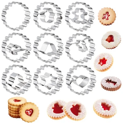9 Stück Weihnachten Linzer Ausstecher Set Mini Edelstahl Keksausstecher Klein - Bild 1 von 4