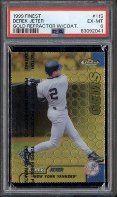 1999 Finest Gold Refractor With Coating #115 Derek Jeter /100 PSA 6 - Image 1 of 2