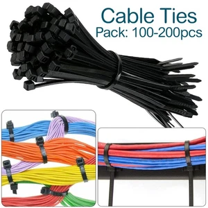 Cable Ties Nylon Zip Tie Wraps Strong Long 300mm Black - Best Quality - Picture 1 of 8