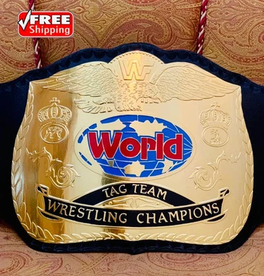 World Tag Team Wrestling Championship Replica Title Belt Adult Size 4MM Brass - Image 1 of 4