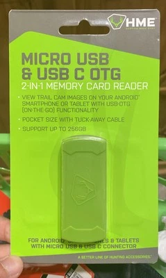 HME Compact Portable SD Card Reader Micro USB & USB C OTG 2-in-1 Card Reader NEW - Image 1 of 2