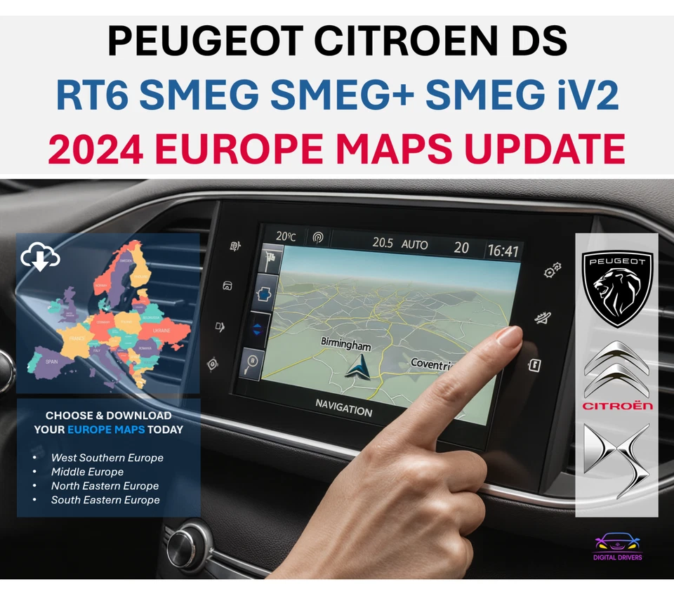 2024 Peugeot Citroen EUROPE & UK NAV MAPS Update SMEG SMEG+ SMEG iV2 RT6 eMyWay - Image 1 of 3