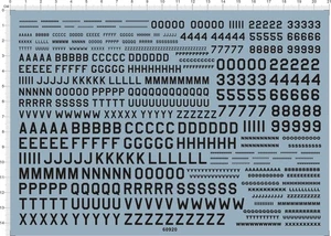 Military 1-8mm Number 0-9 Character Uppercase Letter A-Z Water Slide Decal Black - Picture 1 of 1