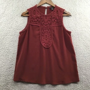 Halogen Crochet Detail Tank Top Red S - Picture 1 of 3