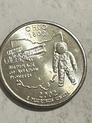 2002 D Ohio State Quarter, US Mint Roll, Uncirculated BU - Image 1 of 2