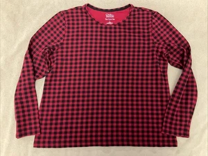 Croft & Barrow The Classic Tee Langarm Large Damen schwarz rot Büffel kariert - Bild 1 von 4