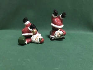 Set of 2 Fitz and Floyd mingle, jingle and be merry Santa Claus figurines - Picture 1 of 3