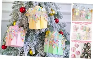 Christmas Tree Ornaments Decorations,3pcs Foam Pastel Pink Yellow Green - Picture 1 of 8