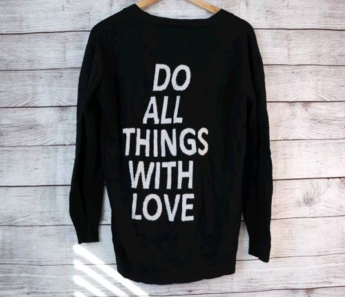 Cardigan nero con bottoni Press Small Fai tutte le cose con amore San Valentino