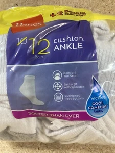 Hanes Womens Cool Comfort Ankle Socks 12-pair Pack White Size 5-9 NEW - Picture 1 of 3