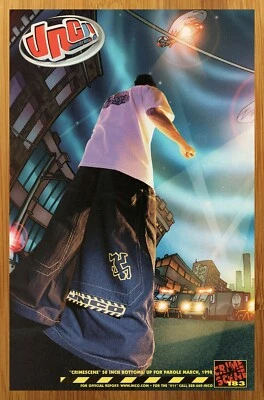 1998 JNCO Clothing Vintage Print Ad/Poster Crime Scene Jeans Skateboarding Art