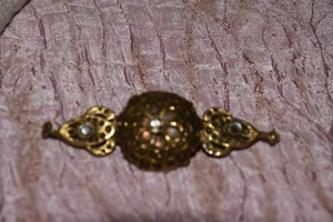 Spilla Bigiotteria dorato, bronzo  e strass   Brooch Broche vintage (12) (V3) ^ - Imagen 1 de 3