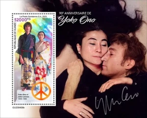 Guinea - 2023 Yoko Ono Anniv, John Lennon - Hoja de recuerdo de estampillas - GU230409b - Imagen 1 de 1