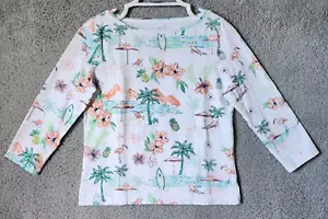 The Talbots Tee Women's 3/4 Sleeve Boat Neck Tee Shirt Top Tropical Print Sz SP - Picture 1 of 10