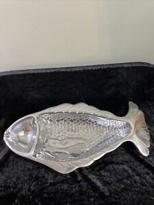 Cast Aluminum Fish Two-Compartment Server or Chip & Dip or Tray: 15.5" x 8"