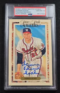 WARREN SPAHN Signed FULL NAME Perez Steele Postcard-HOF-BRAVES-PSA 10 Auto - Picture 1 of 4