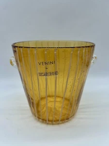 Venini for Disaronno Murano Art Glass Amber White Swirl Bubble Ice Bucket MCM - Picture 1 of 13