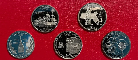 2000~S~ Proof State Quarters 5 Clad Proof Coins - Complete From US Mint Coin Set Cover