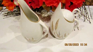 Royal Chatham Golden Wheat Teardrop Sugar and creamer with lid Minty - Picture 1 of 4