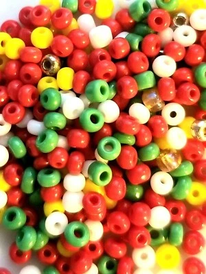 1,000 Count, 2mm Christmas Colors Beads for Jewelry Making. Red, Green, Gold w/ - Image 1 of 2