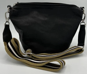 Reine Krief Made In Italy Bag Black Small Crossbody Leather Bag 10” X 8” - Picture 1 of 5