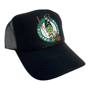 NUEVO SOMBRERO NEGRO AL REVÉS BOSTON CELTICS 5 PANELES CORONA ALTA CAMIONERO SNAPBACK DE COLECCIÓN - Imagen 1 de 4