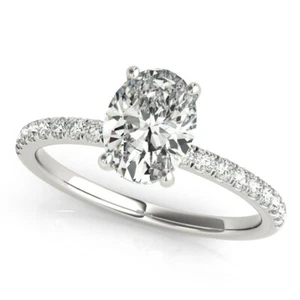 1.00 Carat GH SI2 Oval Lab Grown Diamond Ring in 14k Gold CERTIFIED - Picture 1 of 12