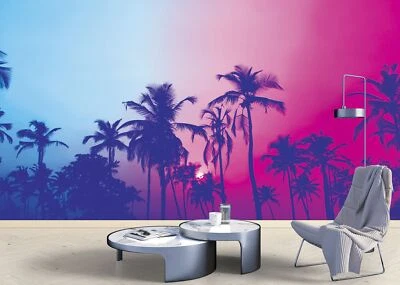 Mural de pared Miami Tropical Palm Tree Vice color. Vivid Miami Vice Color. #6281 Foto 1 de 4