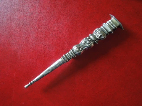 J5174 ANTIQUE Dutch 833  SILVER NEEDLE CASE HOLDER  LENGTH 15 CM SCARCE see desc Cover