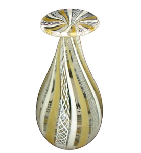 Studio Art Glass Nathan Parker Zanfirico Latticino Cane Hand Blown Vase Signed - Picture 1 of 7