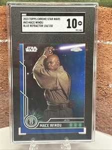 2023 Topps Chrome Star Wars Blue Refractors #43 Mace Windu 134/150 SGC 10 GEM - Picture 1 of 3