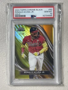 2024 topps chrome black Ronald Acuna Jr /50 Gold Parallel Gem Mint 10 - Picture 1 of 3