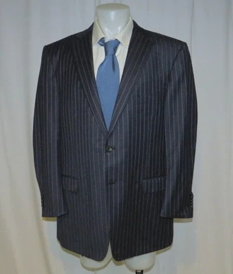 Chaqueta Traje Ermenegildo Zegna Su Misura Heritage Azul Audaz Rayas Dos Botones 50R Foto 1 de 4
