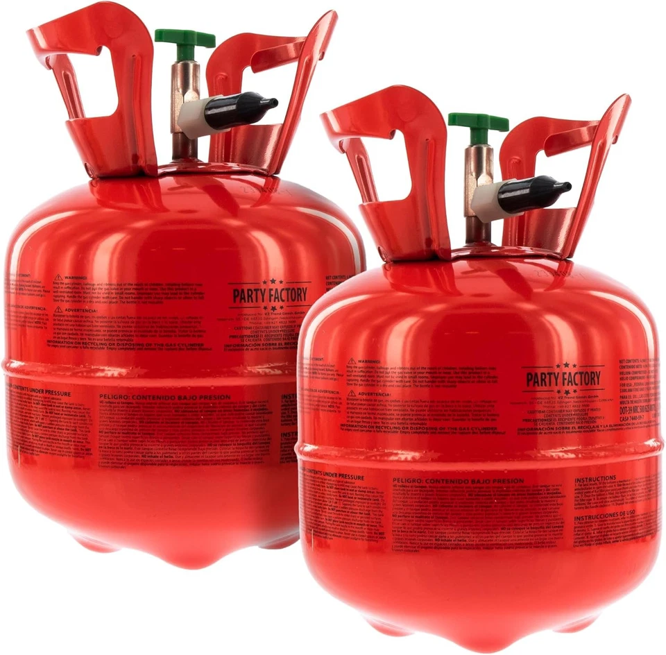 Party Factory Juego de 2 tanques de helio 20 globos cada botella de helio 5 cu. ft. gas Foto 1 de 4