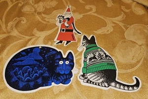 Konvolut 3 Vintage 70er/80er Jahre B KLIBAN Katze Karton Weihnachtsschmuck Etiketten - Bild 1 von 5