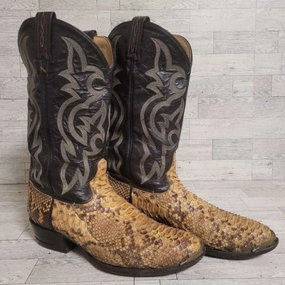 Botas de Vaquero Para Hombre Tony Lama Western Exótico Pitón Piel de Serpiente Cuero Talla 10.5 D Foto 1 de 4