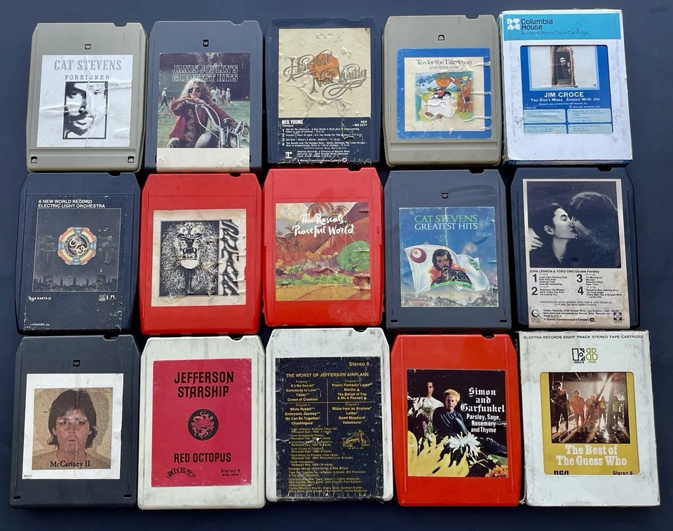 8 TRACK TAPE LOT OF 15 ROCK FOLK ELO SANTANA NEIL YOUNG JOPLIN MCCARTNEY MORE — 第 1/1 张图片