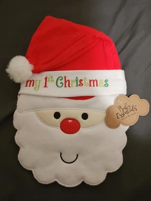 ¡Nuevo! Baby Essentials - Sombrero y babero "Mi 1ª Navidad" Foto 1 de 2