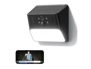 Cinnado Solar Wandleuchte Überwachungskamera Außen kabellos, 2K Überwachungskamera...  - Bild 1 von 10