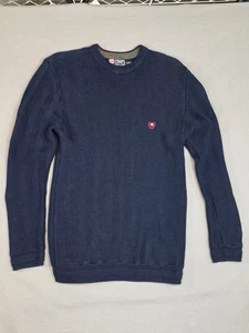 Chaps Ralph Lauren S/P/CH Cotton Knit Sweater Hand Framed Crewneck Navy Blue - Picture 1 of 5
