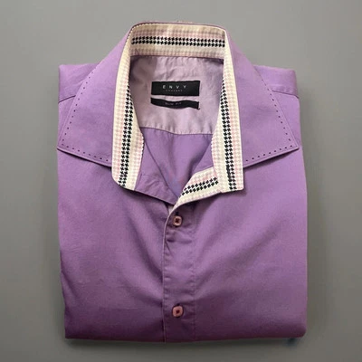 男式紫色纽扣 W 方形纽扣 3XL 棉缎编织 Envy 设计师 — 第 1/4 张图片
