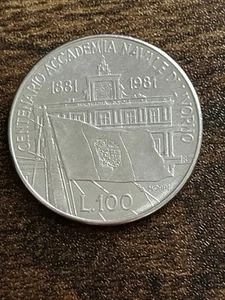 1981 Italy Commemorative 100 Lire Italian Navy Academy 1881- Actual Coin TB1848* - Picture 1 of 2