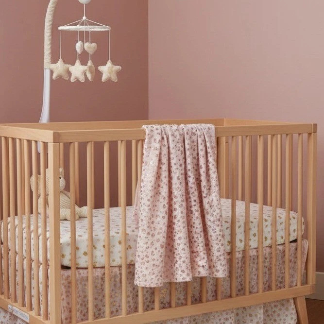 Manta Pottery Barn Kids Algodón Orgánico Muselina 47x47 Oro Rosa Leopardo Foto 1 de 4