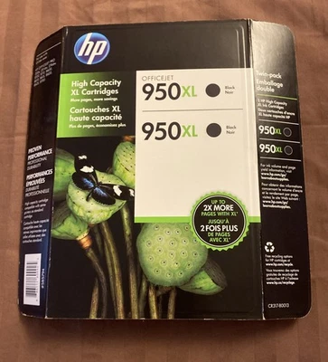 Auténticos cartuchos de tinta HP 950XL NEGROS paquete de 2 marzo de 2017 nuevos sellados Foto 1 de 4