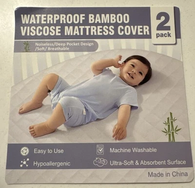 Mattress Cover. Baby Bassinet Waterproof Bamboo Viscose  Mattress Cover 2 Pack. - Image 1 of 4
