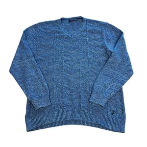 "Suéter jersey tejido manga larga pecho 50"" Nautica XXL azul algodón cuello en V para hombre" - Imagen 1 de 9